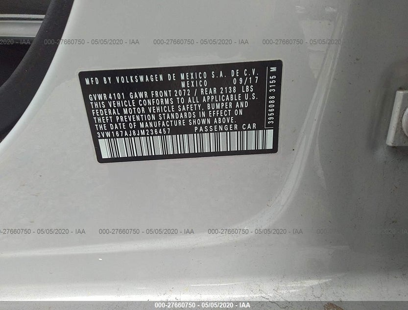3VW167AJ8JM236457