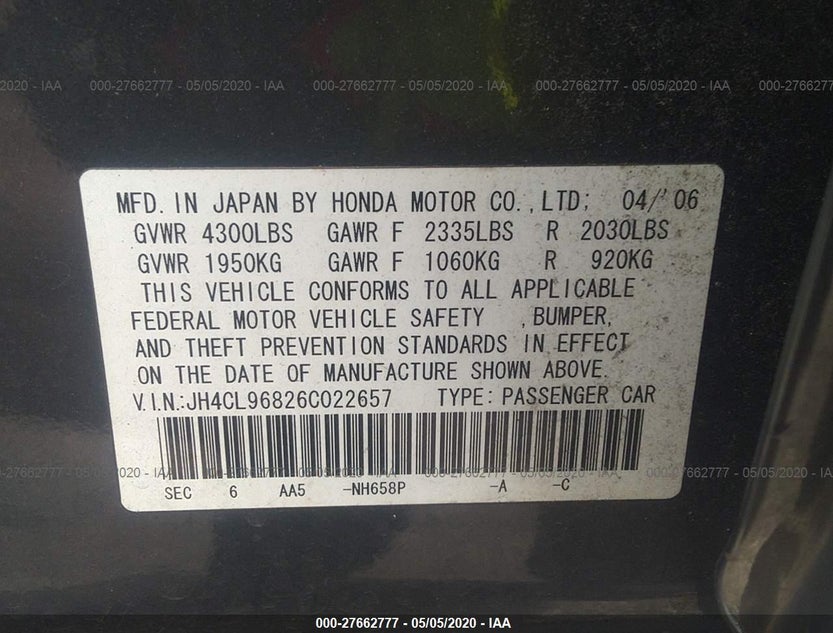 JH4CL96826C022657