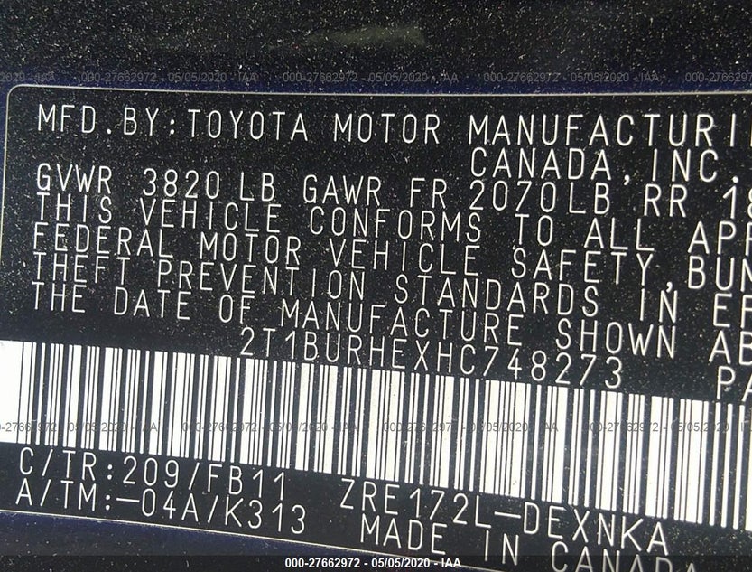 2T1BURHEXHC748273