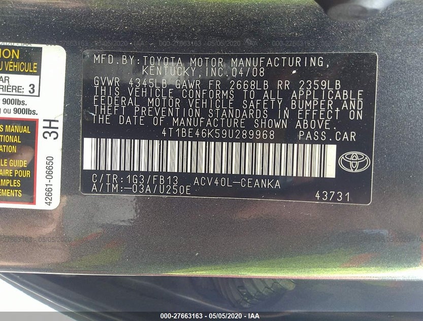4T1BE46K59U289968