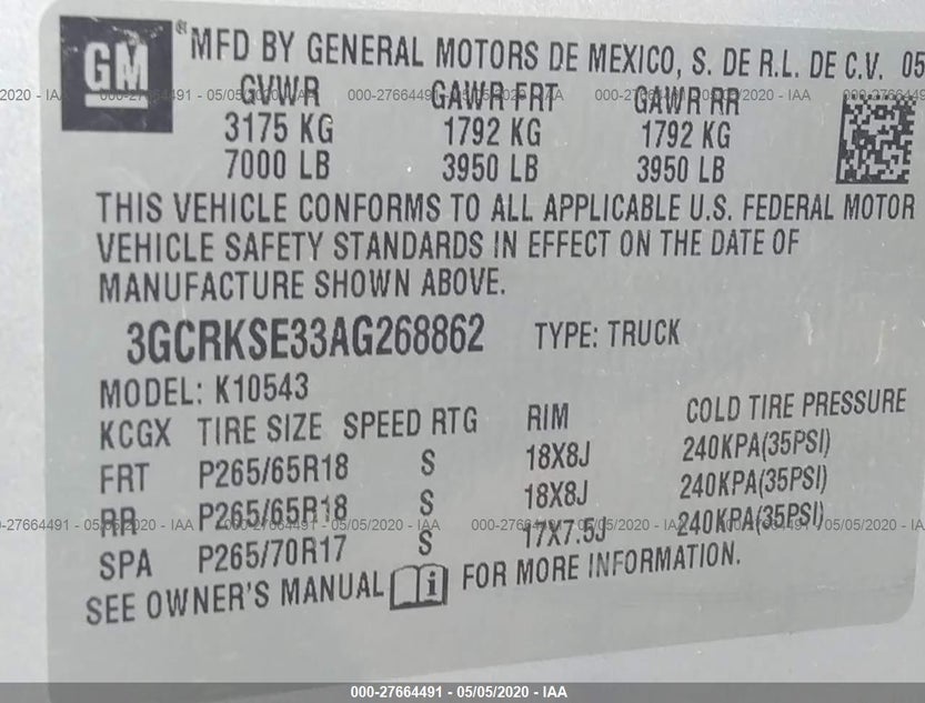 3GCRKSE33AG268862