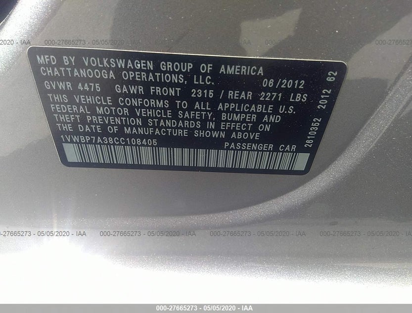 1VWBP7A38CC108405