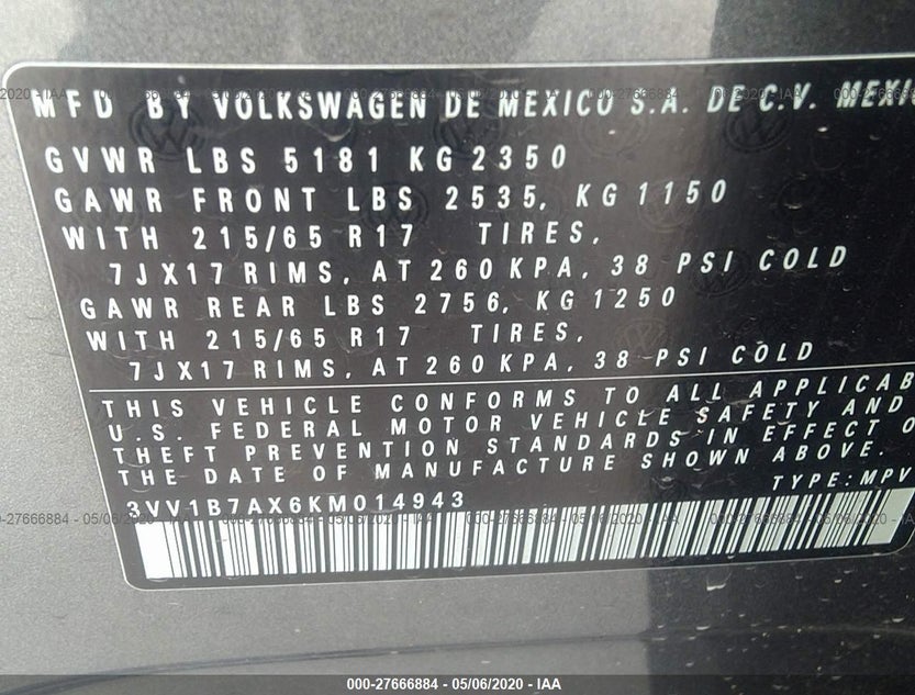 3VV1B7AX6KM014943