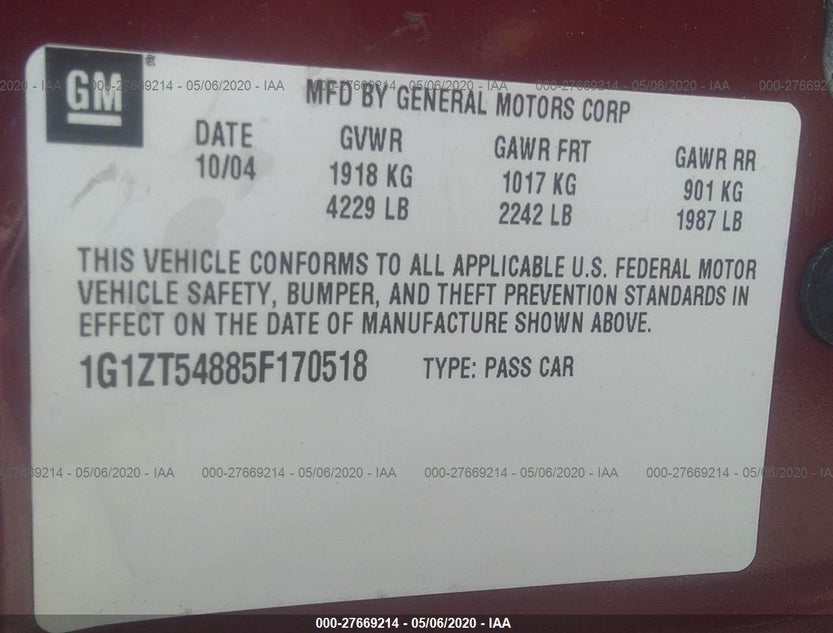 1G1ZT54885F170518