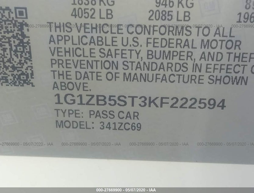 1G1ZB5ST3KF222594