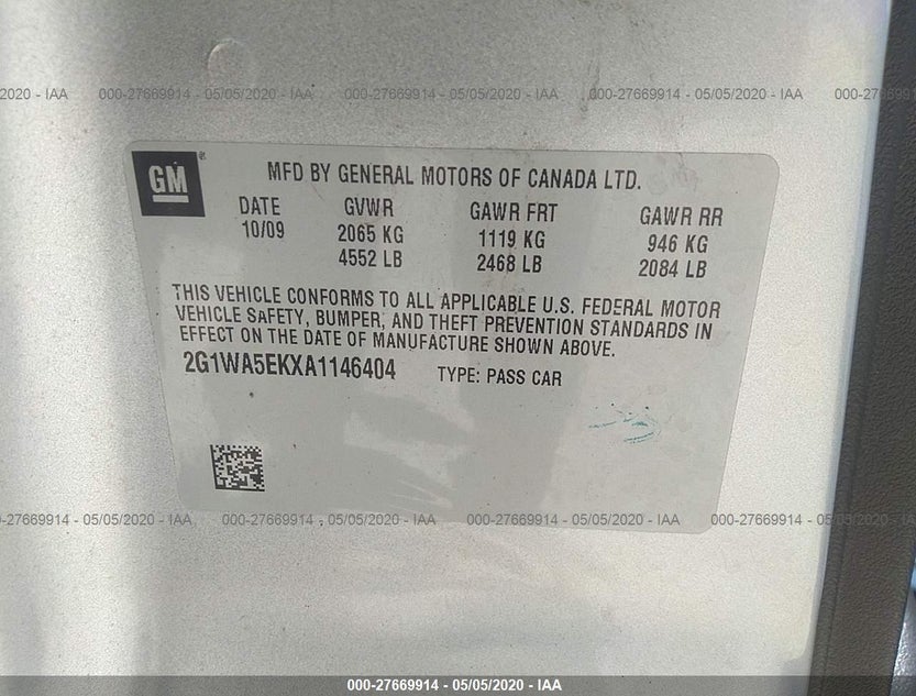 2G1WA5EKXA1146404