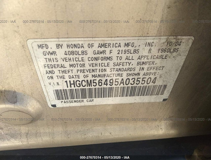 1HGCM56495A035504