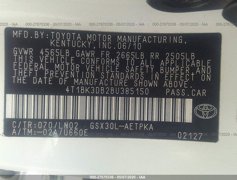 4T1BK3DB2BU385150