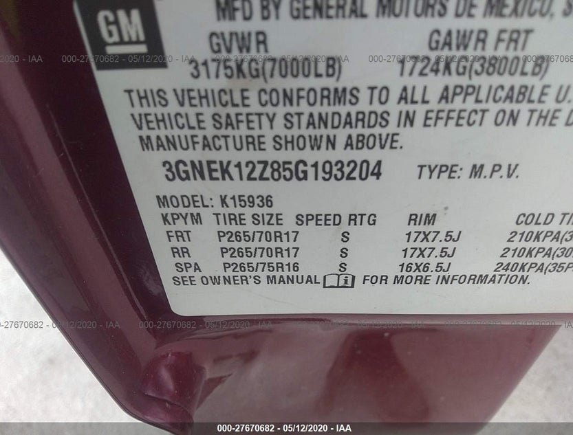 3GNEK12Z85G193204