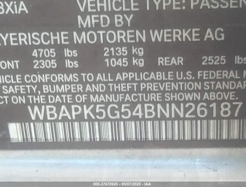 WBAPK5G54BNN26187