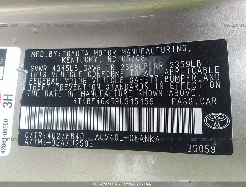 4T1BE46K59U315159