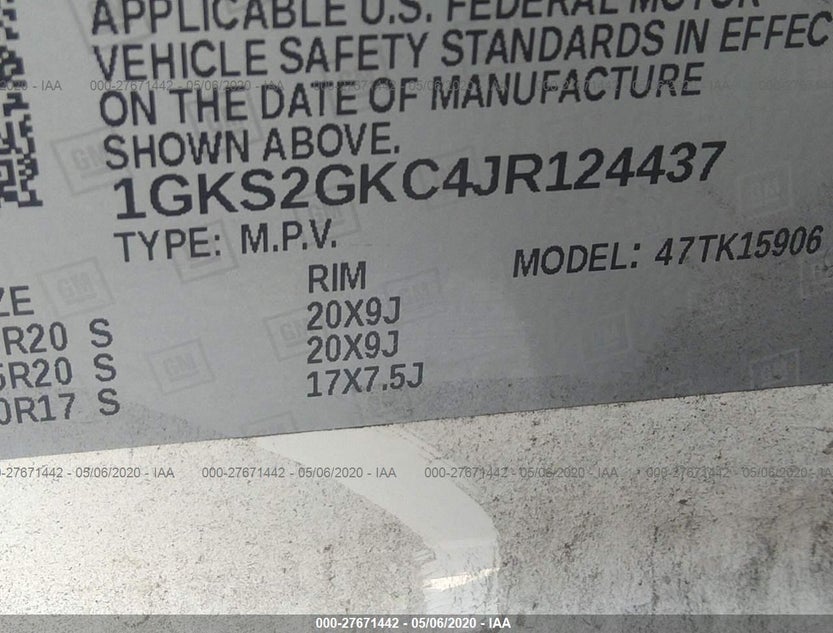 1GKS2GKC4JR124437