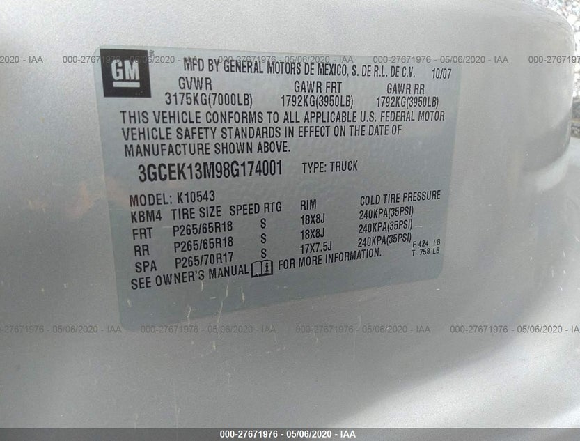 3GCEK13M98G174001
