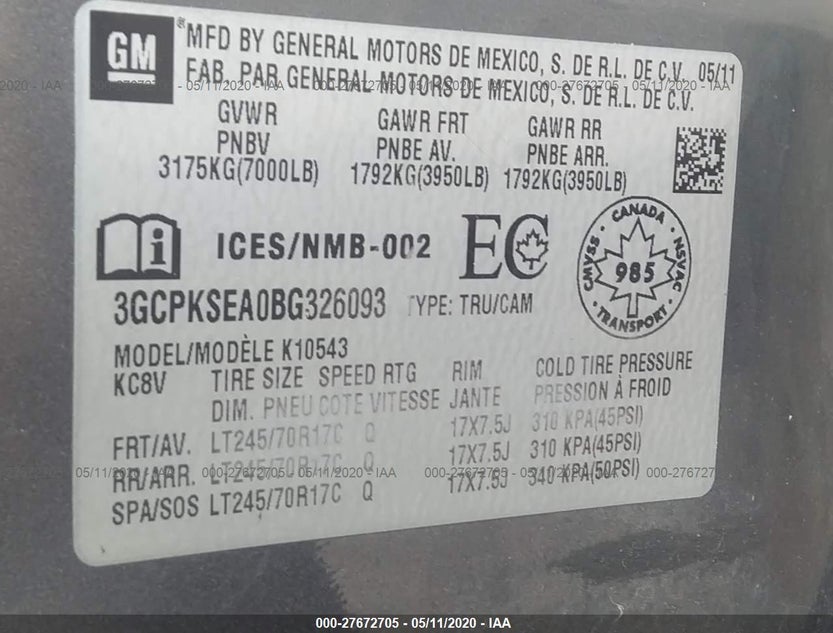 3GCPKSEA0BG326093