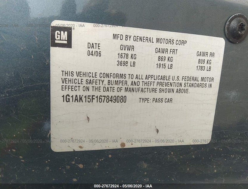 1G1AK15F167849080