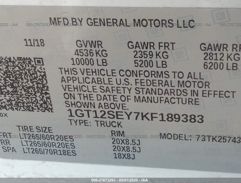 1GT12SEY7KF189383
