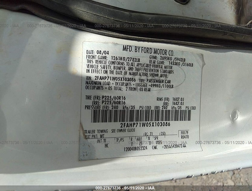 2FAHP71W05X103086