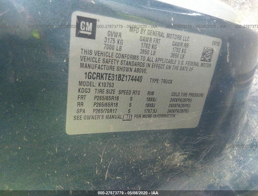 1GCRKTE31BZ174440