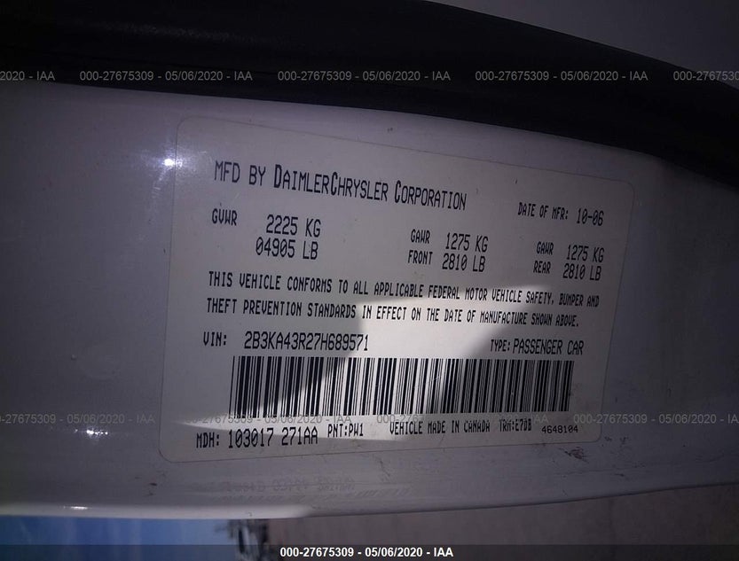 2B3KA43R27H689571