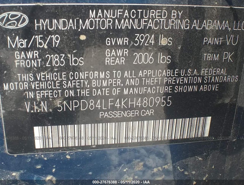 5NPD84LF4KH480955