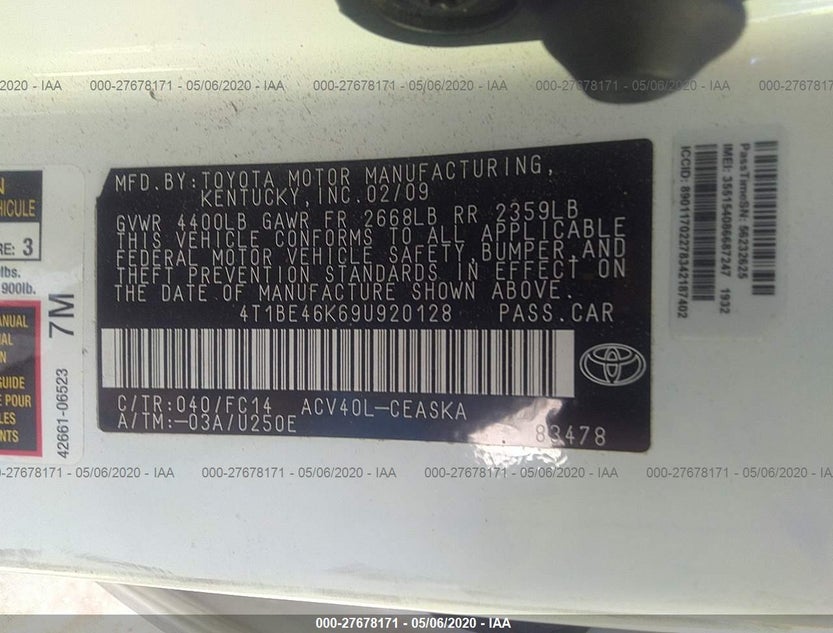 4T1BE46K69U920128