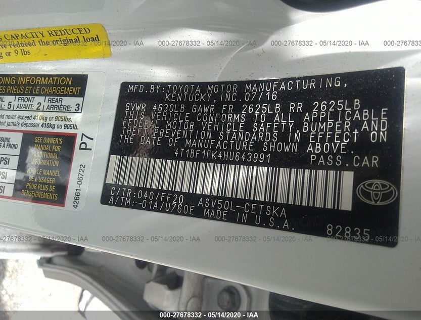 4T1BF1FK4HU643991