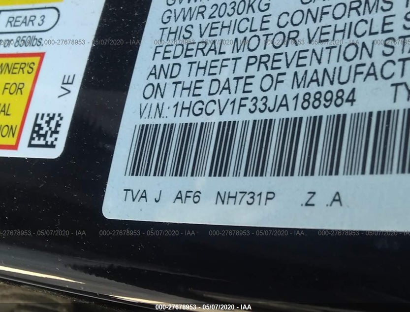 1HGCV1F33JA188984
