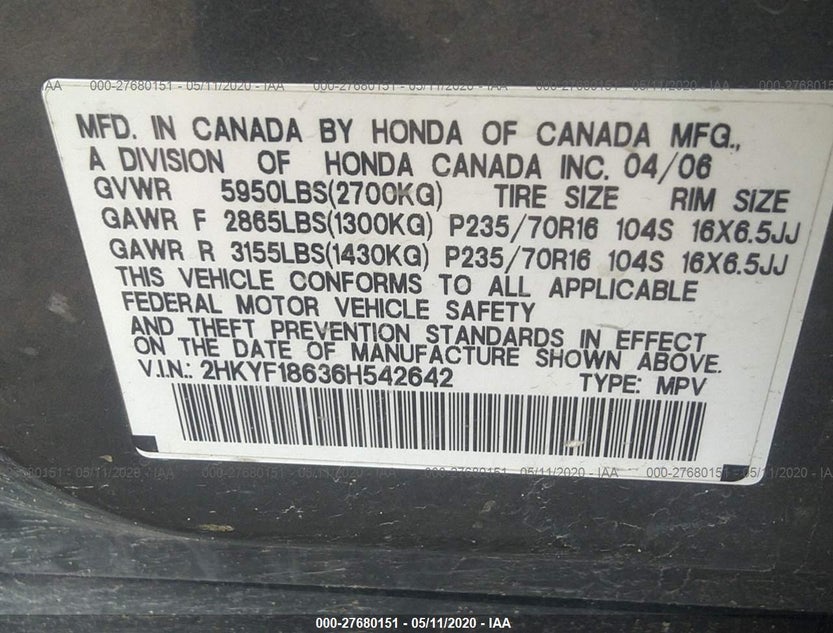 2HKYF18636H542642