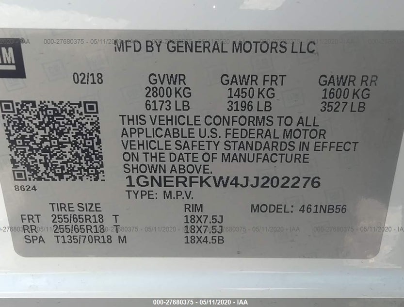 1GNERFKW4JJ202276