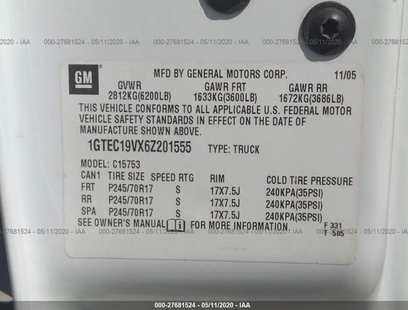 1GTEC19VX6Z201555