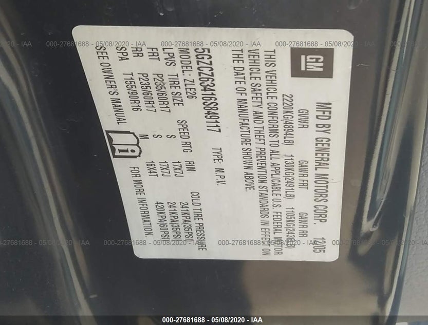 5GZCZ63416S849117
