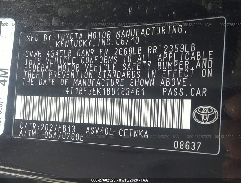 4T1BF3EK1BU163461