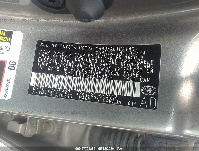 2T1BURHE5EC142844