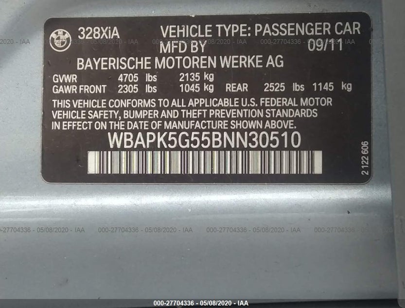 WBAPK5G55BNN30510