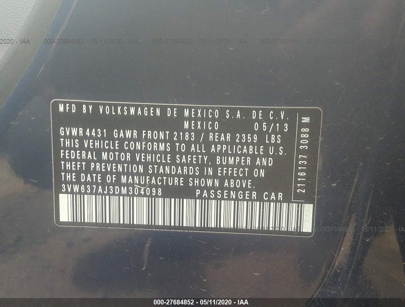 3VW637AJ3DM304098