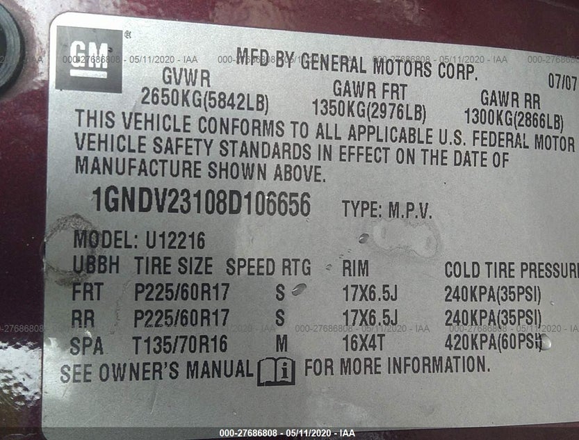 1GNDV23108D106656