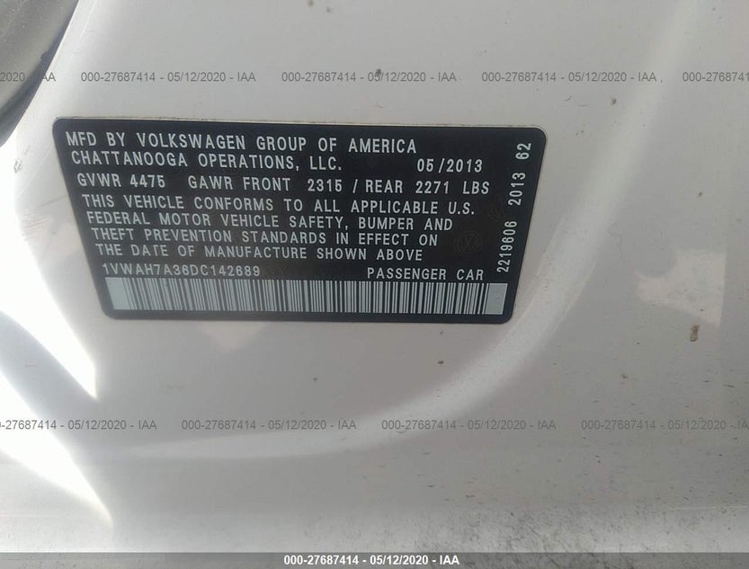 1VWAH7A36DC142689