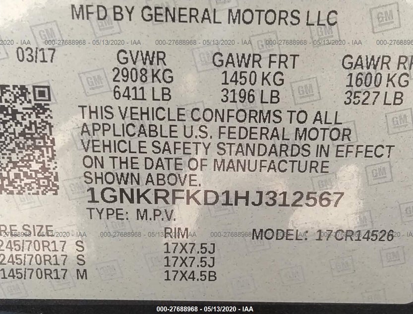 1GNKRFKD1HJ312567