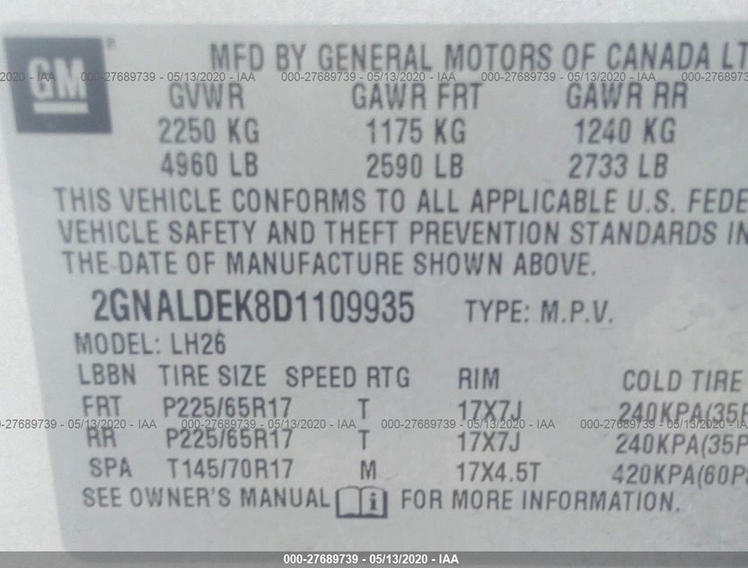 2GNALDEK8D1109935