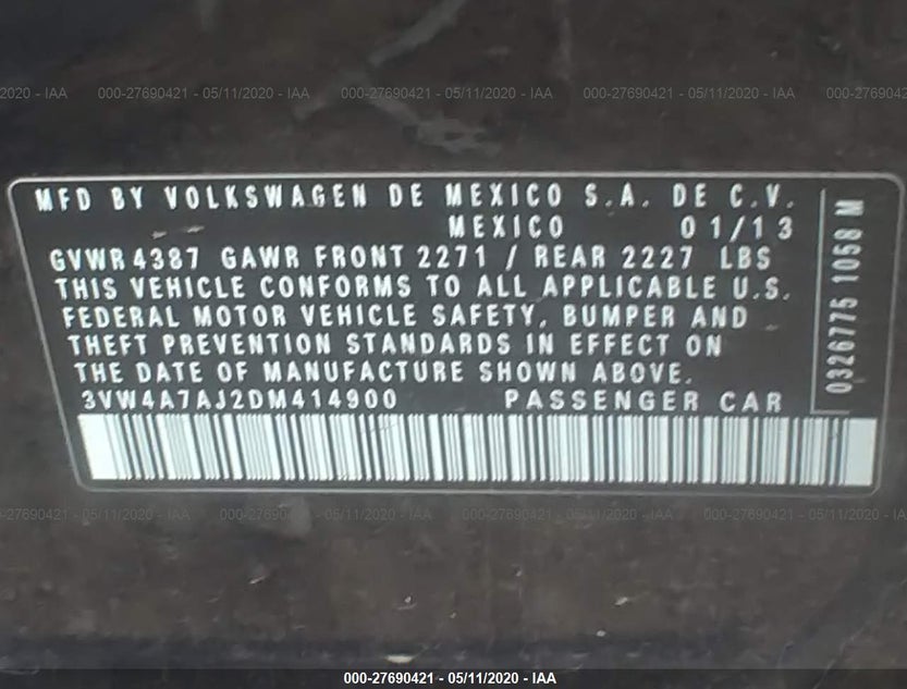 3VW4A7AJ2DM414900