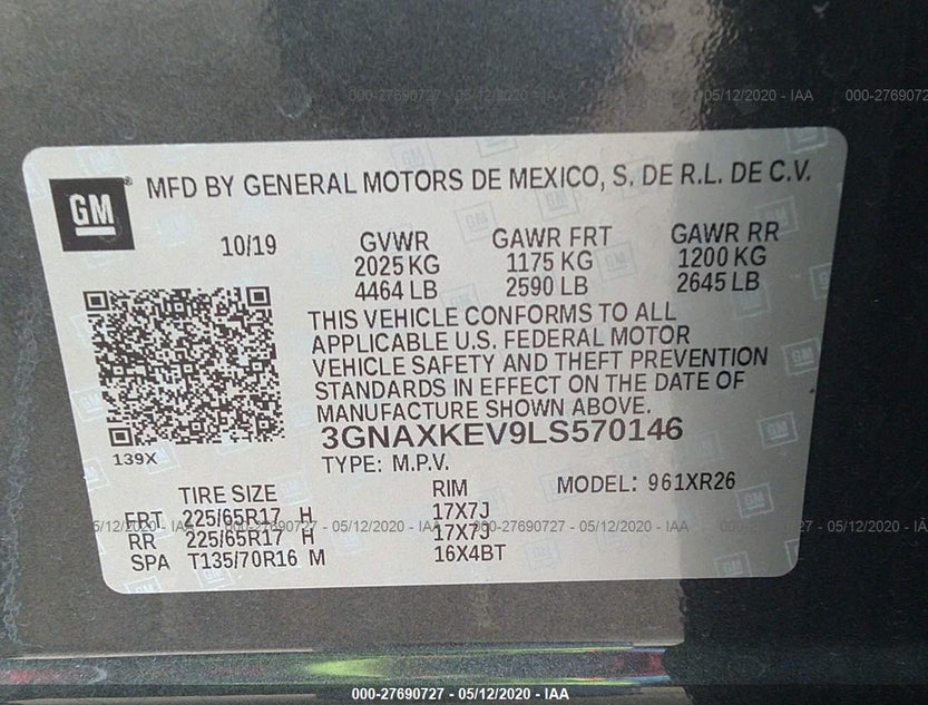 3GNAXKEV9LS570146