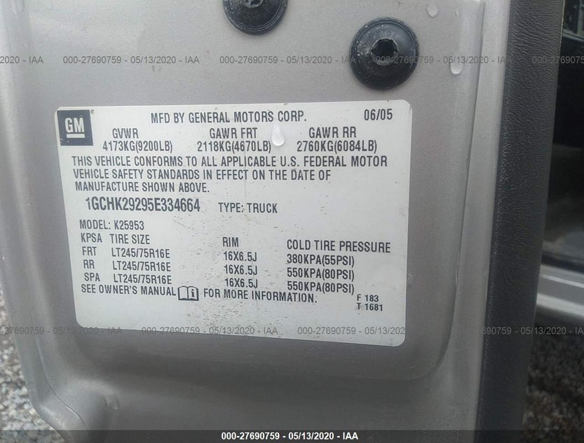 1GCHK29295E334664