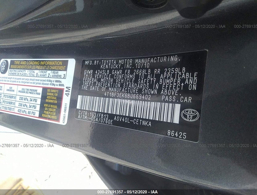 4T1BF3EK6BU669402