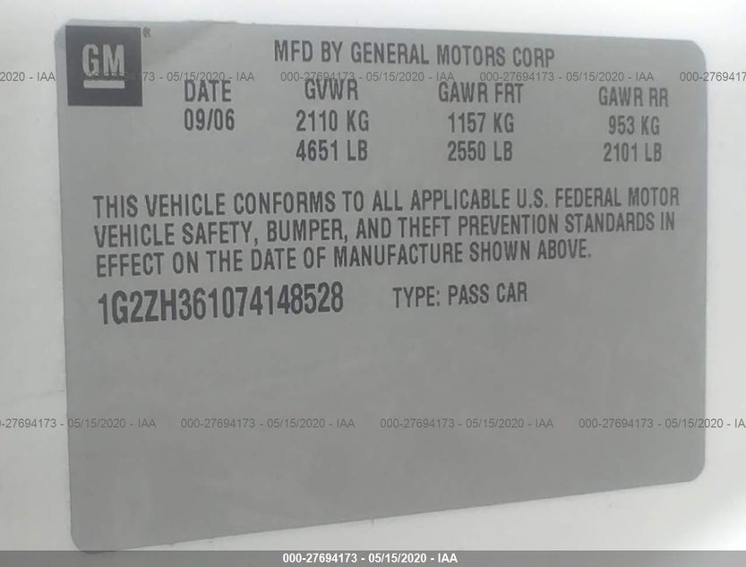 1G2ZH361074148528