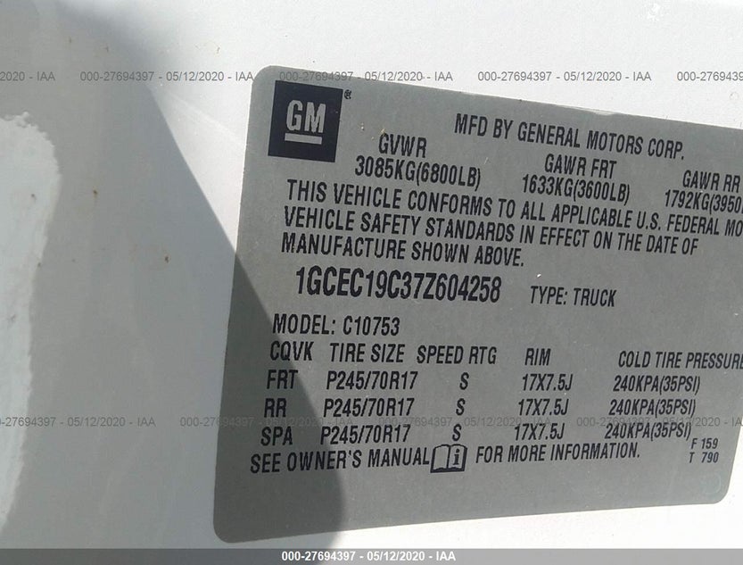 1GCEC19C37Z604258