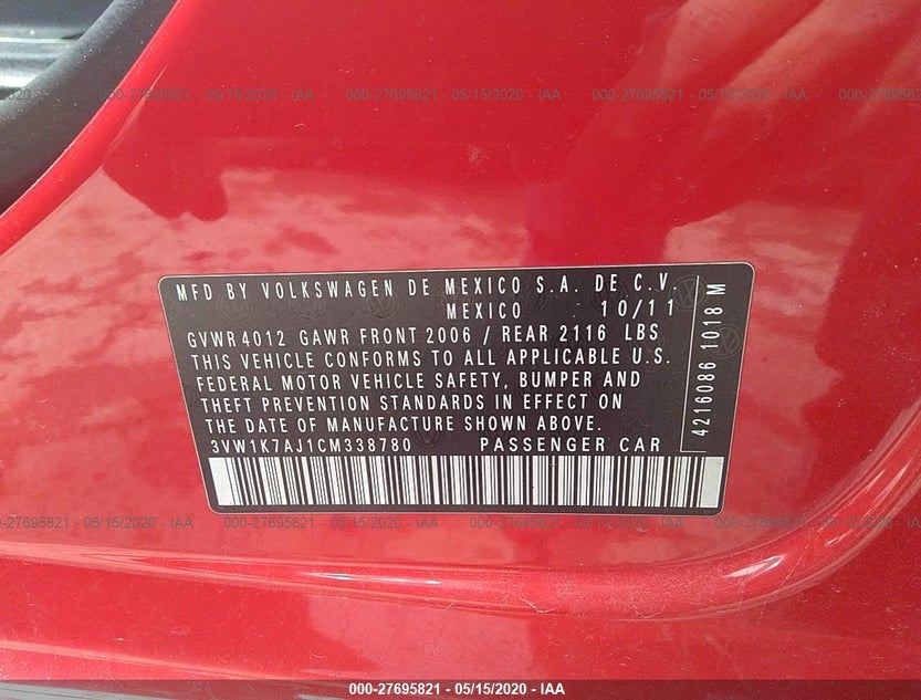 3VW1K7AJ1CM338780