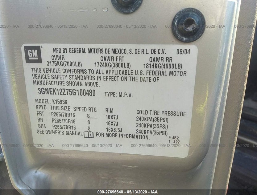 3GNEK12Z75G100480