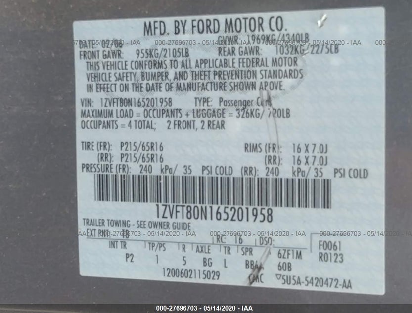 1ZVFT80N165201958
