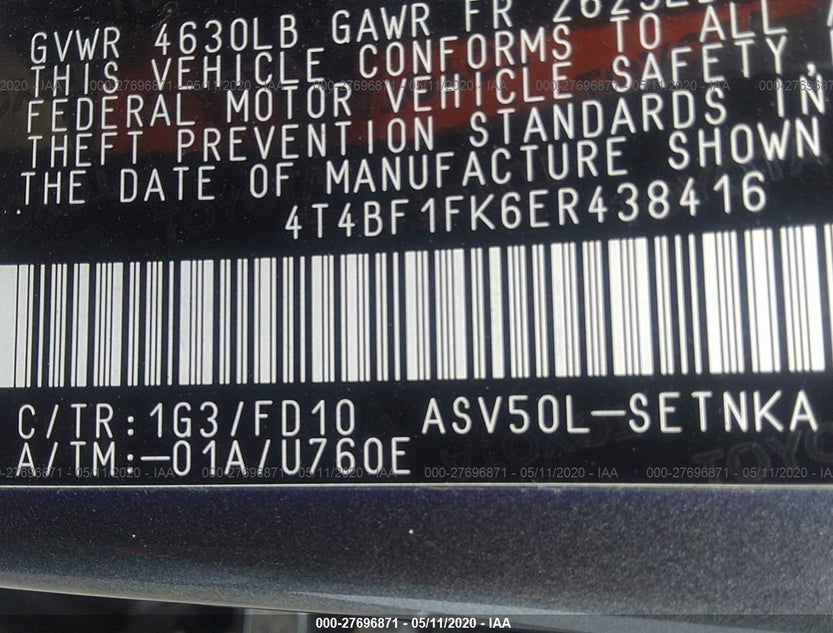 4T4BF1FK6ER438416