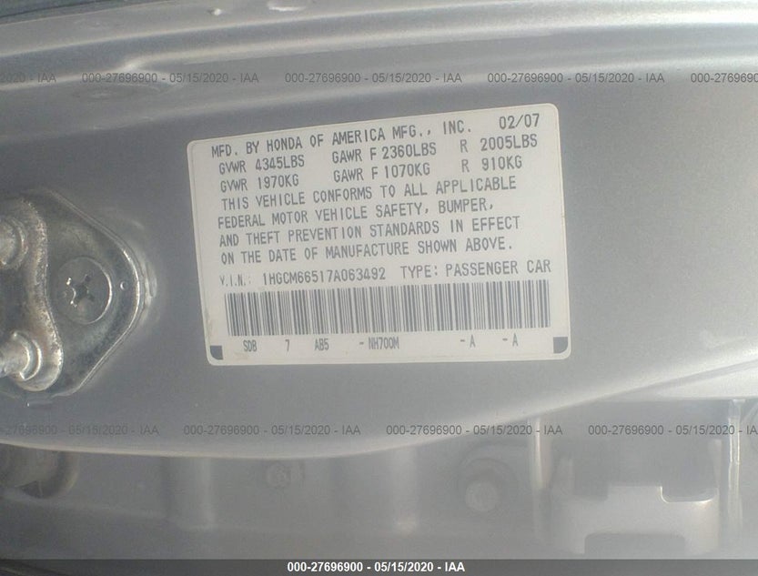 1HGCM66517A063492
